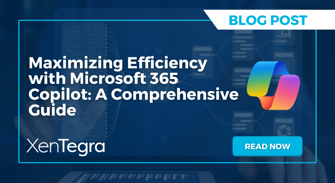 Banner that says "Maximizing Efficiency with Microsoft 365 CoPilot: A Comprehensive Guide"